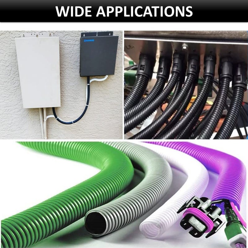 Kable Kontrol Split Wire Loom Tubing 1/2â€ Inch 10 Ft Long - Black Wire Conduit Cover for Cords - Corrugated Tubing and Protector for Automotive Wires â€“ Durable Polyethylene - Image 5